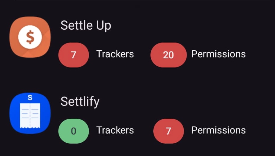Comparing tracking and permissions between Settle Up and Settlify