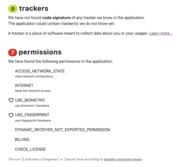 Settlify 0 trackers, minimum permissions